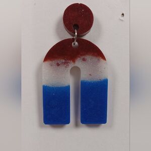 CLEARANCE  Red, white and blue resin stud and arch earrings